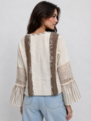 POL Mixed Textured Lightweight Woven Top in Natural