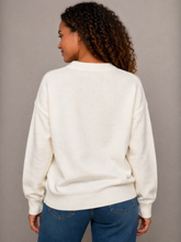 Load image into Gallery viewer, BiBi Knit Sweater with Christmas Plaid Bow Front in Ivory
