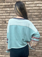 Load image into Gallery viewer, Oli &amp; Hali Mixed Fabric Sweater in Mint Sweaters Oli &amp; Hali   
