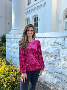 Jodifl Solid Color Velvet Top in Magenta