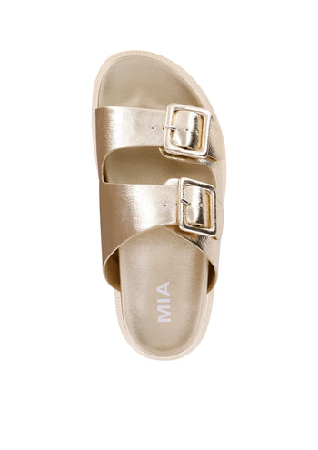 MIA 1976 "GEN" Slide Sandal in Gold Metallic