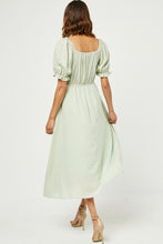 Load image into Gallery viewer, Hayden Textured Midi Dress with Smocked Bodice in Sage
