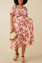 Load image into Gallery viewer, Hayden Textured Floral Print Midi Dress in Red
