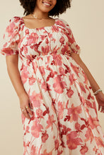 Load image into Gallery viewer, Hayden Textured Floral Print Midi Dress in Red
