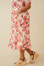 Load image into Gallery viewer, Hayden Textured Floral Print Midi Dress in Red
