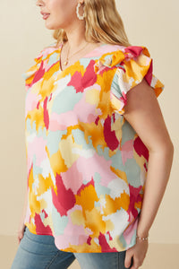 Hayden Abstract Print Top in Pink Mix