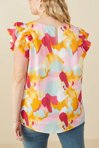 Hayden Abstract Print Top in Pink Mix