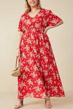 Load image into Gallery viewer, Hayden Floral Print Maxi Dress with Front Slit in Red
