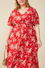 Load image into Gallery viewer, Hayden Floral Print Maxi Dress with Front Slit in Red
