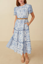 Load image into Gallery viewer, Hayden Eyelet Lace Midi Dress in Blue
