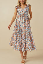 Load image into Gallery viewer, Hayden Floral Print Midi Dress with Cutout Details in Blue
