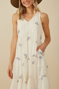 Hayden Ditzy Floral Print Tiered Dress in Lavender