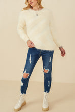 Load image into Gallery viewer, Hayden Solid Color Faux Fur Sweater in Ivory
