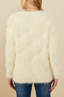 Hayden Solid Color Faux Fur Sweater in Ivory