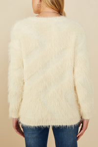 Hayden Solid Color Faux Fur Sweater in Ivory