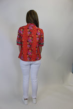 Load image into Gallery viewer, FATE Floral Print Top with Contrasting Print Border in Orange Multi
