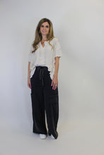 Load image into Gallery viewer, Easel Mineral Washed Terry Knit Pants in Black
