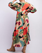 Load image into Gallery viewer, Easel Printed Button Front Dress in Sage Coral Dresses Easel   
