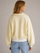 Papermoon PIPER Checkered Snap Collar Sweater in Yellow/White