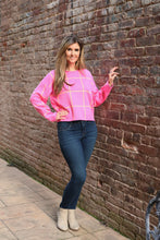 Load image into Gallery viewer, Wishlist Grid Pattern Knit Sweater in Punch/Citrus
