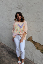 Load image into Gallery viewer, Easel OVERSIZED Heart and Love Patched Top in Peach
