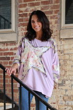 Load image into Gallery viewer, BlueVelvet OVERSIZED Top with Mixed Print Patchwork and Star Front in Violet
