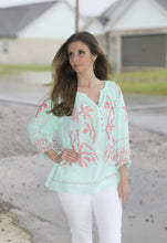 Load image into Gallery viewer, Easel Embroidered Cotton Gauze Top in Mint Shirts &amp; Tops Easel   
