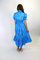 Umgee Vibrant Print Midi Dress in Azure Mix
