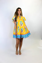 Load image into Gallery viewer, Umgee Boho Floral Print Mini Dress in Goldenrod
