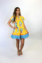 Load image into Gallery viewer, Umgee Boho Floral Print Mini Dress in Goldenrod
