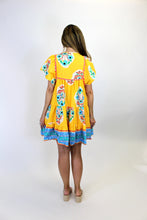 Load image into Gallery viewer, Umgee Boho Floral Print Mini Dress in Goldenrod
