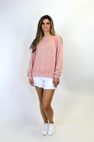 Tres Bien Solid Color Textured Ribbed Top in Peach