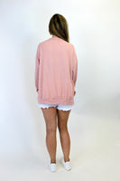 Tres Bien Solid Color Textured Ribbed Top in Peach