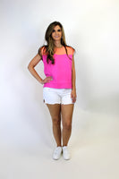 FATE Color Block Lightweight Sweater Top in Peach/Bubble Gum Pink