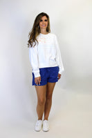 Wishlist Floral American Flag Patched Sweatshirt in Off White