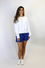 Load image into Gallery viewer, Wishlist Floral American Flag Patched Sweatshirt in Off White
