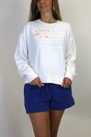 Wishlist Floral American Flag Patched Sweatshirt in Off White