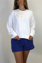 Load image into Gallery viewer, Wishlist Floral American Flag Patched Sweatshirt in Off White
