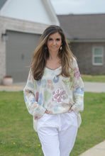 Load image into Gallery viewer, Marisima Flower Print Sweater Top in White Sweaters Urban Mangoz   
