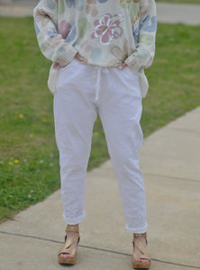 Marisima Studded Stone Stretch Pants in White Pants Urban Mangoz   