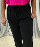 White Birch Solid Color Knit Joggers in Black