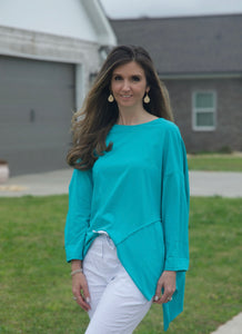 Marisima Lightweight Cotton Top in Turquoise Shirts & Tops Urban Mangoz   