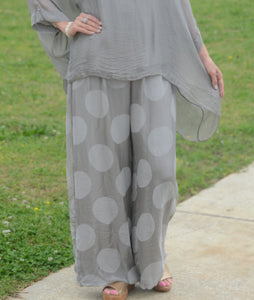 Marisima Silk Polka-Dot Pants in Taupe Pants Urban Mangoz   