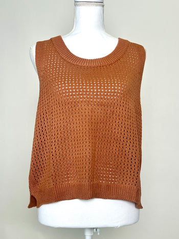Cozy Co. Open Knit Casual Top in Caramel