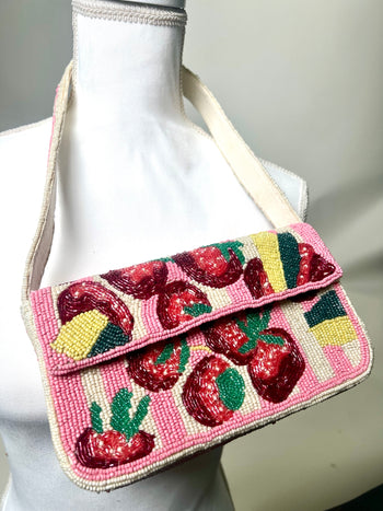 POL Strawberry Beaded Small Handbag