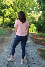 Load image into Gallery viewer, Jodifl Solid Color Knit Top with Contrasting Colored Stripes Details in Blush
