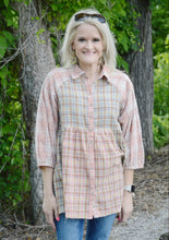 Load image into Gallery viewer, Easel Mixed Plaid Print Tunic Top in Rose Grey Shirts &amp; Tops Easel   
