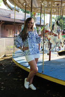 Jodifl Mixed Print Chiffon Top in Blue