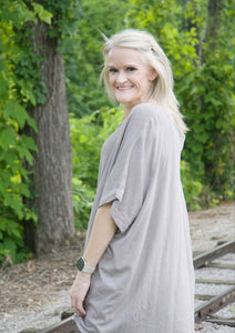 Yolly Cotton Blend Mixed Fabric Top in Mocha Shirts & Tops Yolly   