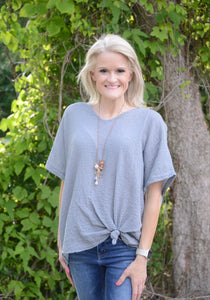 Yolly Cotton Gauze Top in Grey Shirts & Tops Yolly   